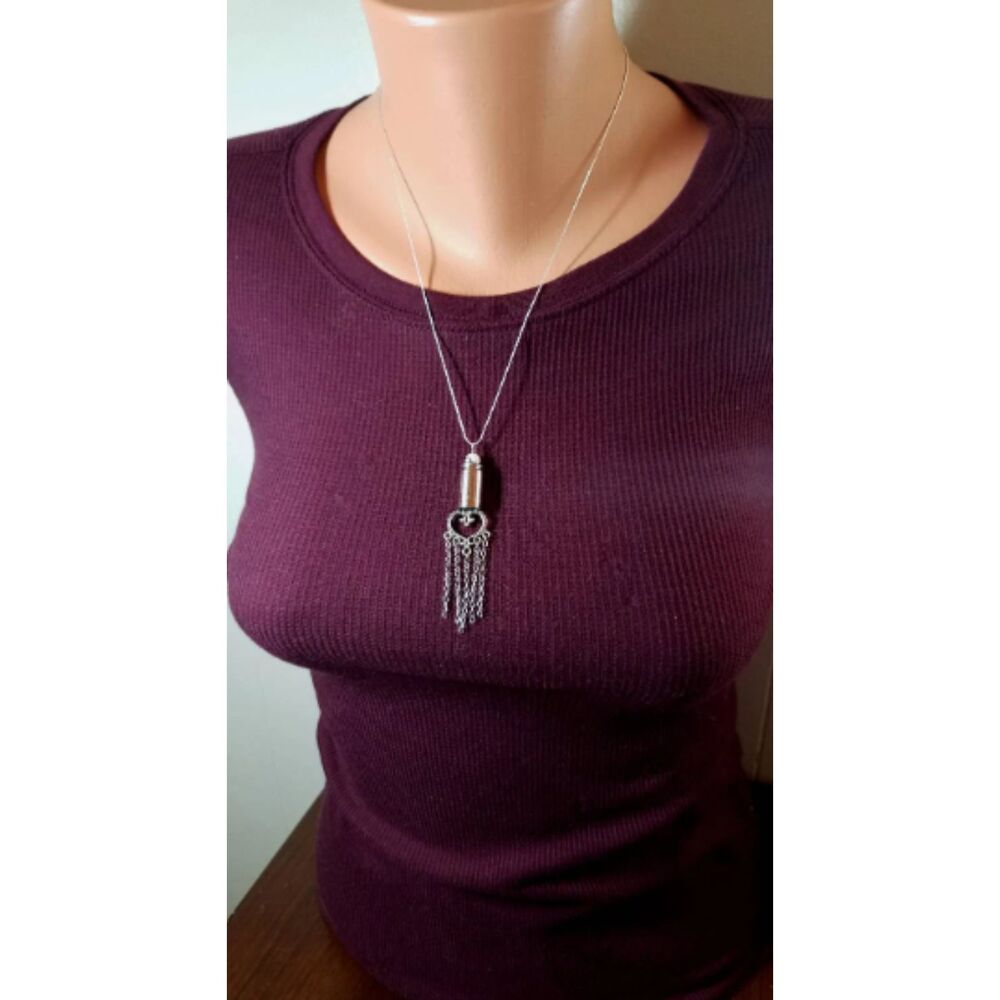 Silver bullet heart necklace